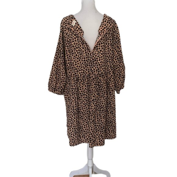 Gorman Brown Tan Leopard Animal Print Pockets Fine Corduroy Dress 14 - Picture 7 of 7